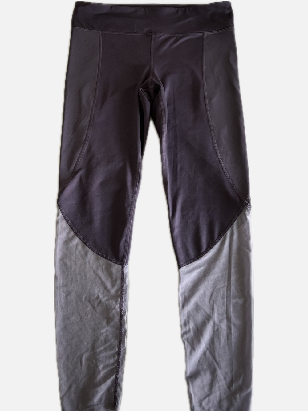 Two-Tone Low-rise Athletic Leggings — Dusty Purple & Light Lavender